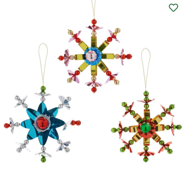 metallic foil retro snowflake ornaments 3colors